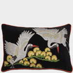 Japanese Crane Lumbar Cushion - Black Multi