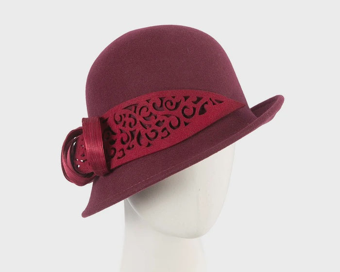 Winter Fashion Felt Cloche Hat - Wine