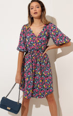 Field of Daisies Dress - Navy Multi Floral