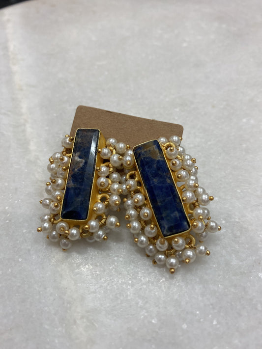 Pearl Earrings - Navy