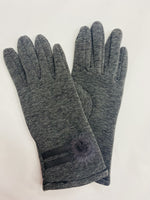Gloves with Pompom - Charcoal