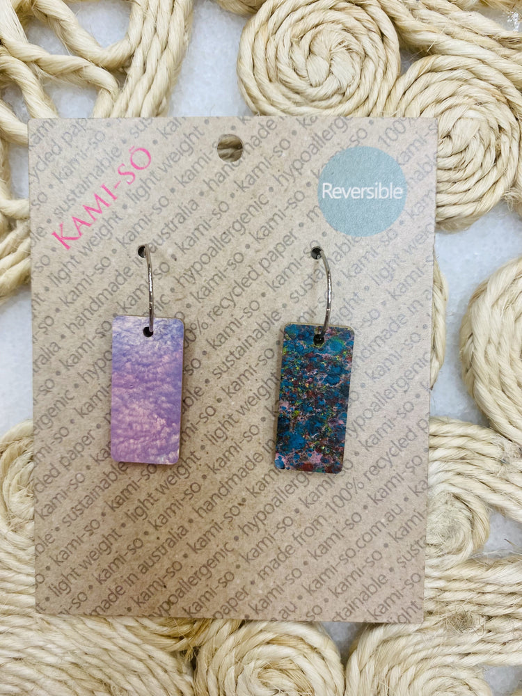 Reversible Rectangle Earrings - Dark Speckle/Lilac