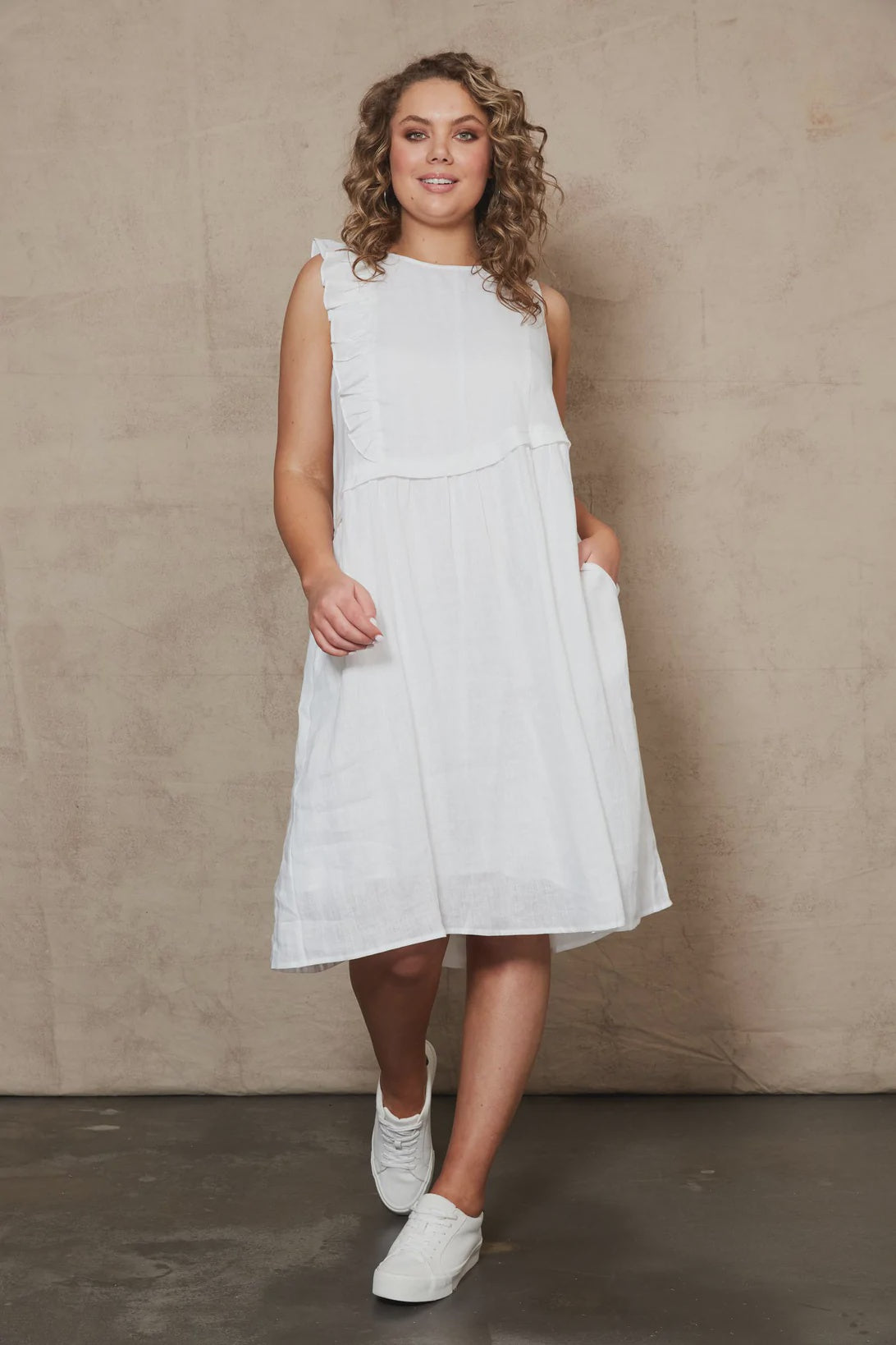 Indica Frill Dress - Salt