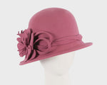 Short Brim Felt Winter Hat - Dusty Pink