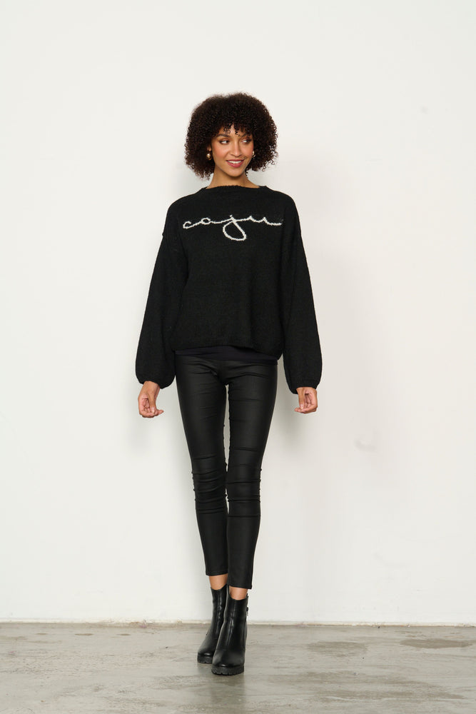 Jumper with Puff Sleeve - Black