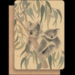 Wood Greeting Card - Koala Cuddles