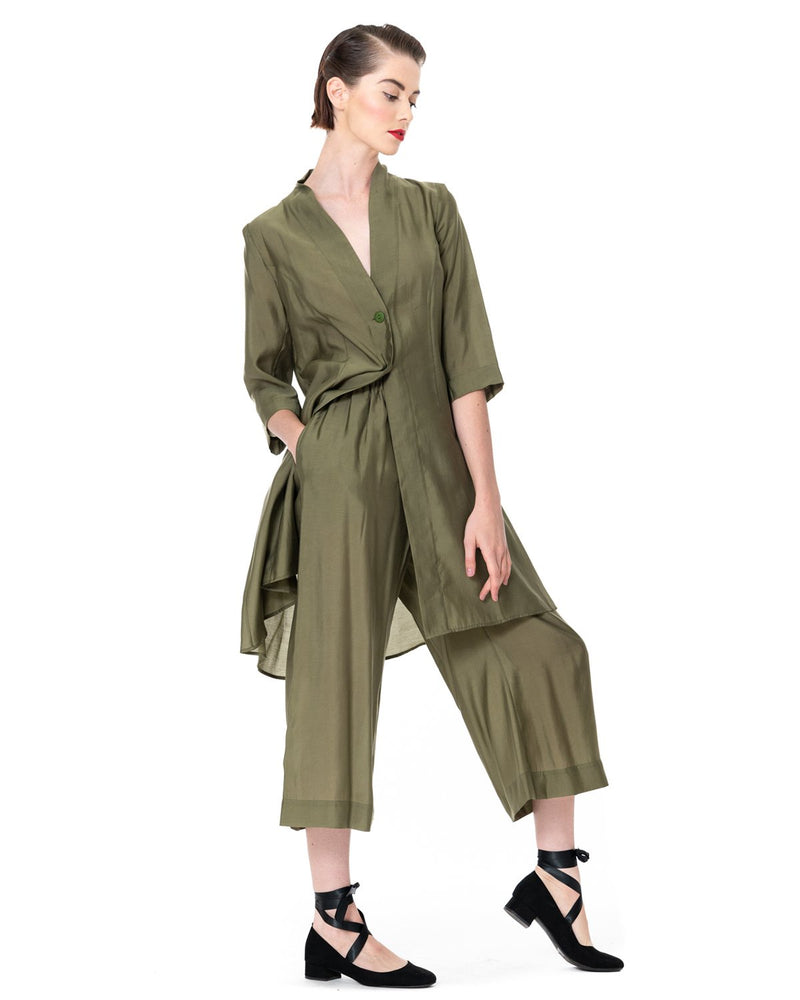Bamboo 7/8 Loose Wide Pant - Olive