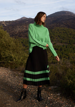 Pleated Skirt with Stripes - Black/Green