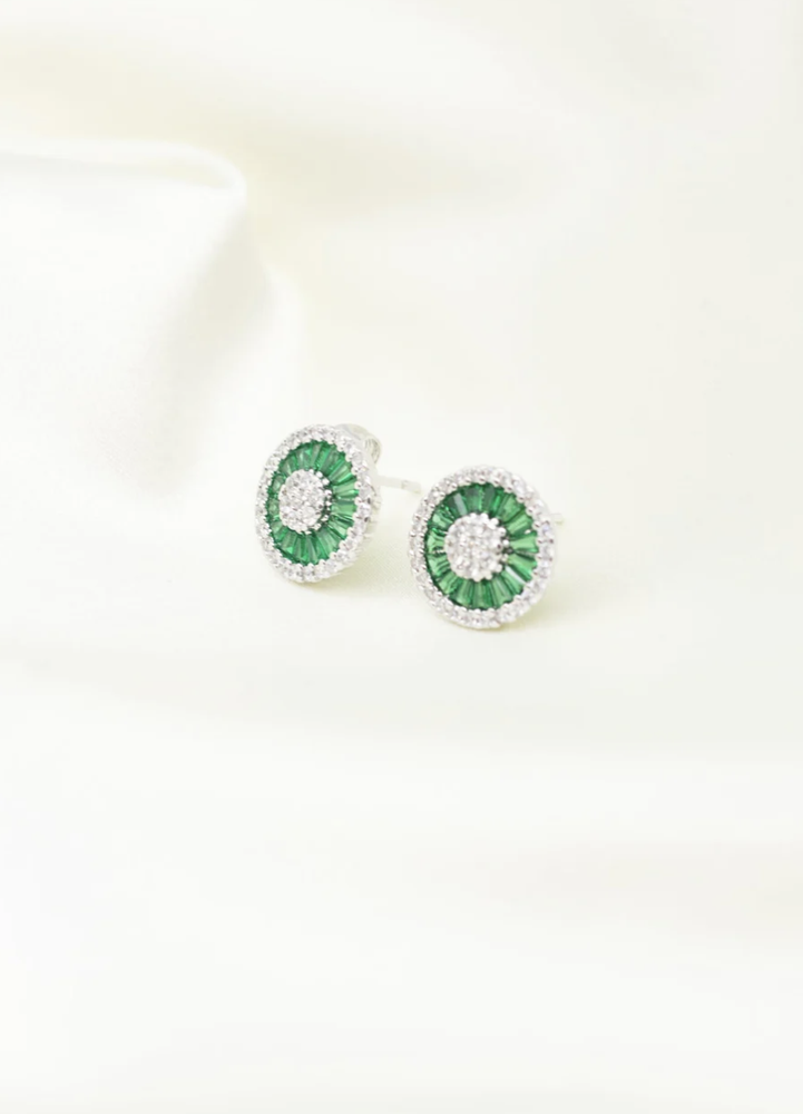 True Earrings - Green/ Rhodium