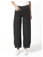 Linen Pant with Buttons - Black
