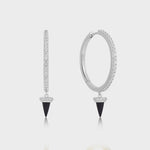 Agate Drop Earrings - Silver Black