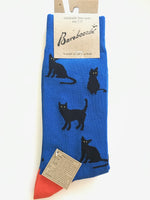 Womens Bamboo Sock - black cat BLUE