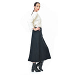 Crinkle Midi A Line Skirt - Black