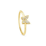 Cubic Zirconia Butterfly Ring - Gold