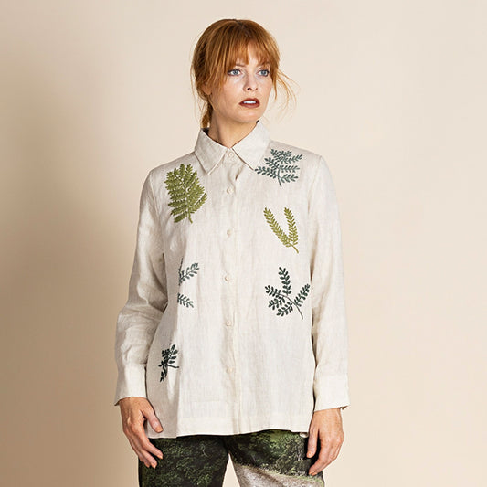 Embroidered Liberty Trapeze Shirt - Natural