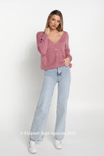 Short Cardigan with Button Detail - French Rose
