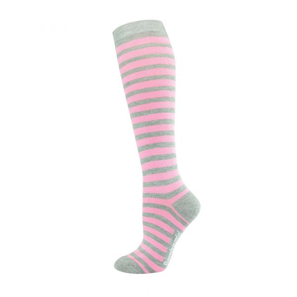 Bamboo Knee High Socks - Floss/Grey Stripe
