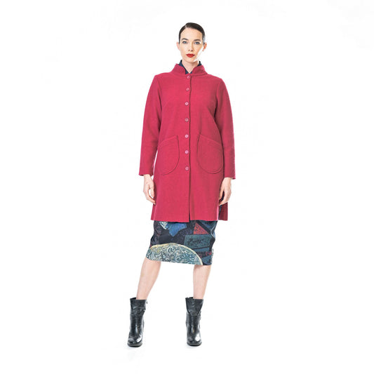 Felt Nehru Coat - Fuchsia