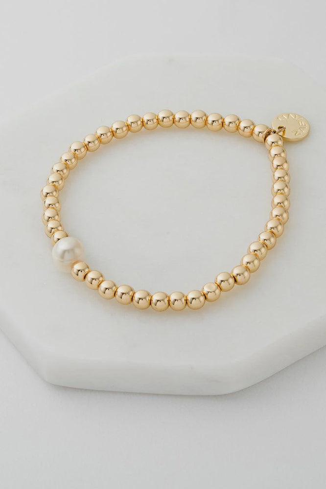 Gold Bead and Pearl Bracelet - Gold