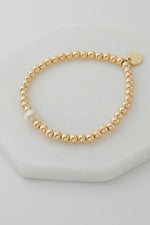 Gold Bead and Pearl Bracelet - Gold