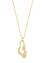 Twisted Wave Drop Pendant Necklace - Gold