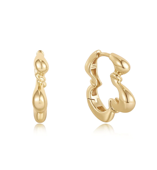 Twisted Wave Hoop Earrings - Gold