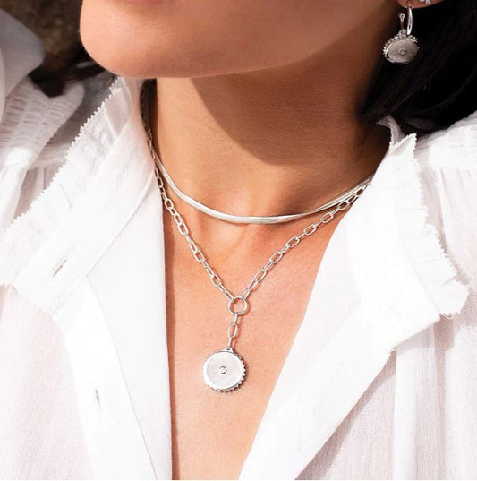 Halcyon Shield Drop Necklace - Silver