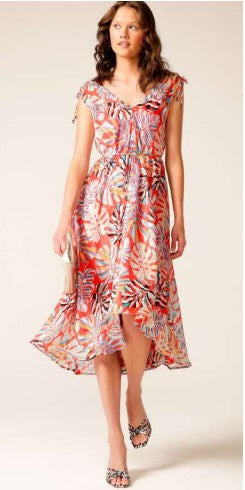 Island of Love Midi Dress - Red Palm