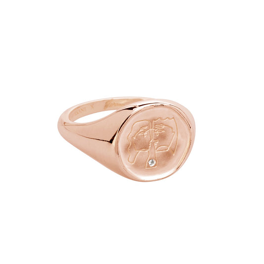 Love Signet Ring - Rose Gold