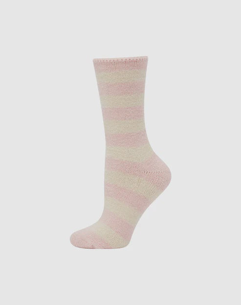 Luxe Bamboo Bed Sock - Pink Stripe