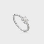 Modernist Band Ring - Silver Pearl