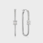 Modernist Hoop Earrings - Silver Pearl
