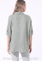 Oversized Linen Shirt - Olive