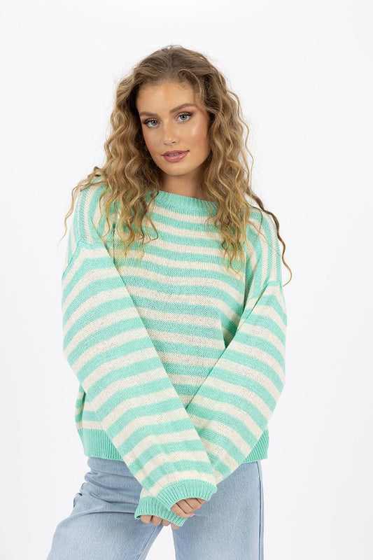 Sierra Stripe Jumper - Turquoise/Ivory