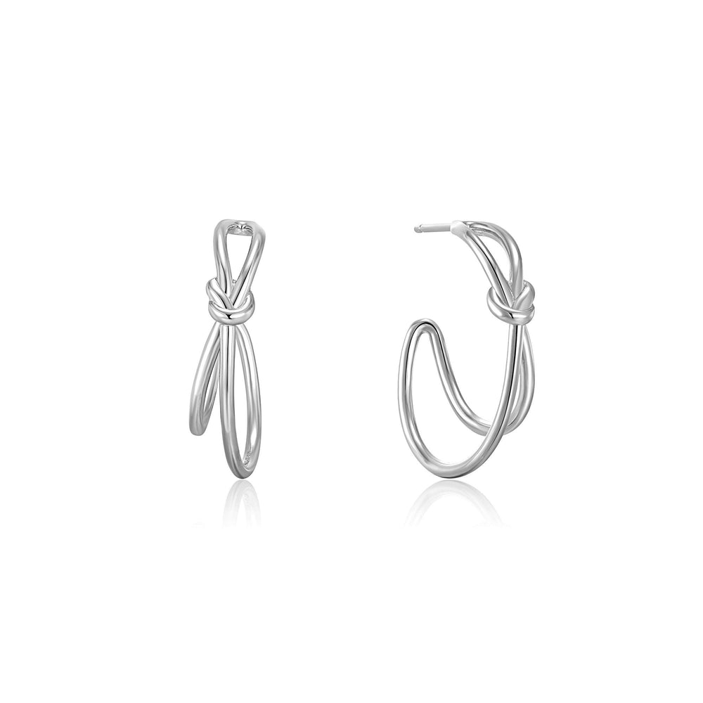 Forget Me Knot Silver Knot Hoops