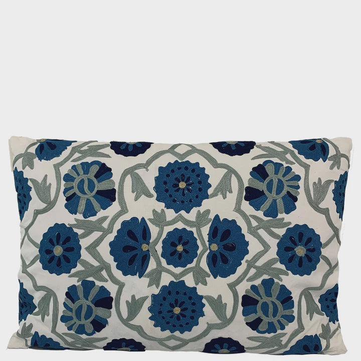 Suzani Floral Cushion - Blue