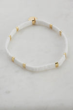 Tile White Bead Bracelet