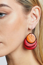Triplate Earrings - Red/Orange