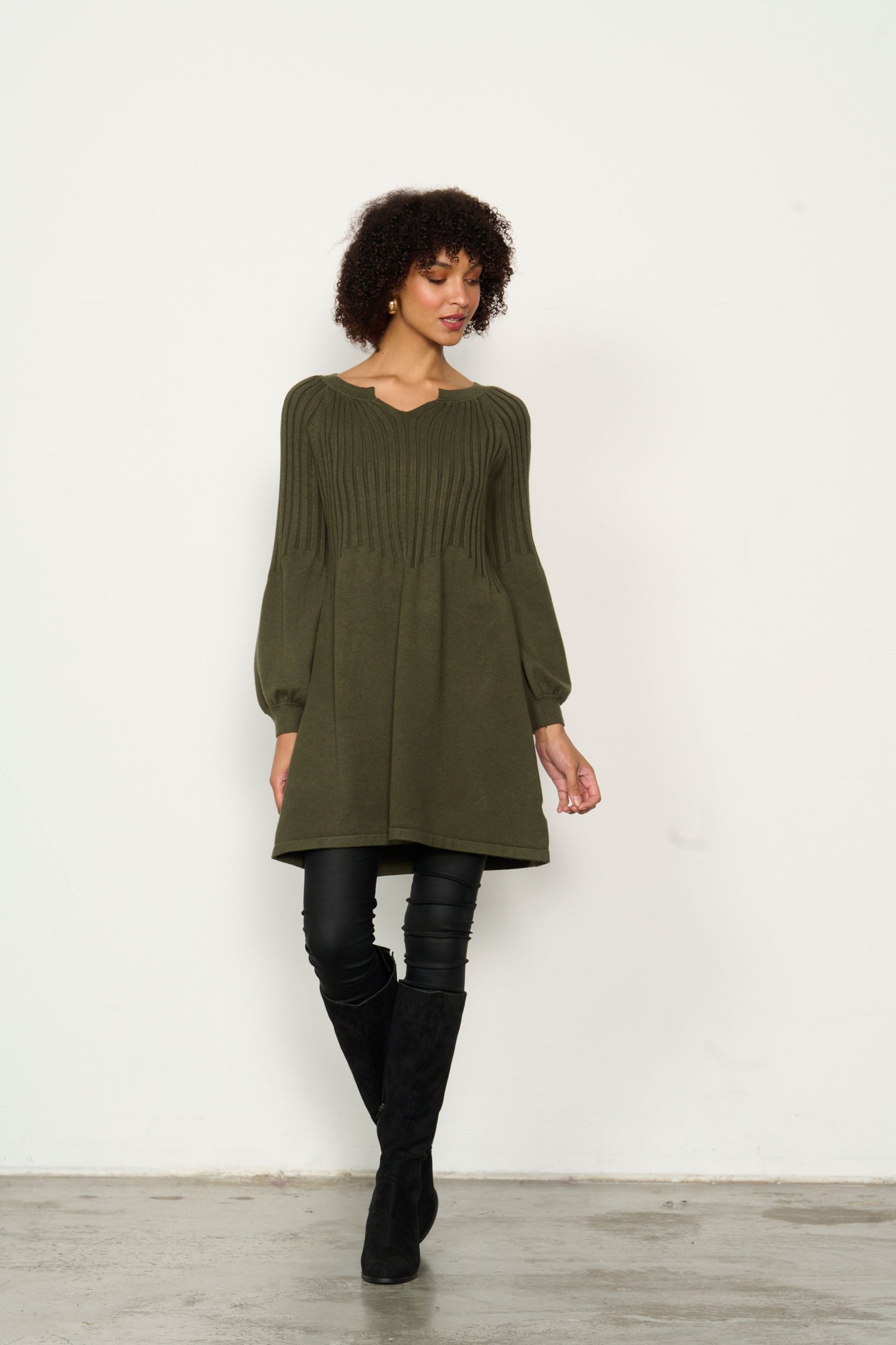 Tunic Half Rib Knit - Olive